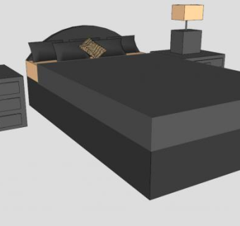 现代标准双人床SU模型下载_sketchup草图大师SKP模型