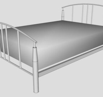 铁艺金属框架床SU模型下载_sketchup草图大师SKP模型