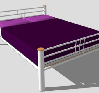 金属框架双人床SU模型下载_sketchup草图大师SKP模型