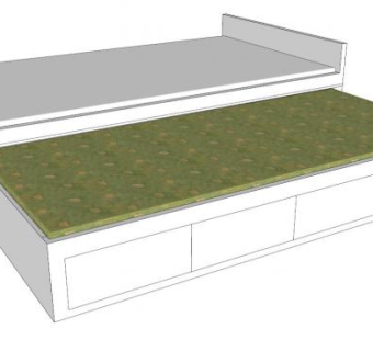 现代白色抽屉储物床SU模型下载_sketchup草图大师SKP模型