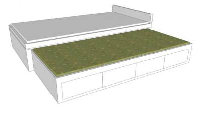 现代白色抽屉储物床SU模型下载_sketchup草图大师SKP模型