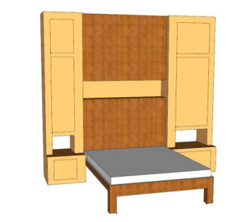 折叠壁床双人床SU模型下载_sketchup草图大师SKP模型