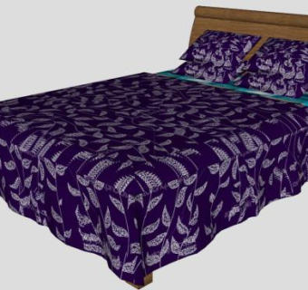 现代实木床SU模型下载_sketchup草图大师SKP模型