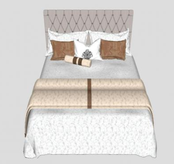 简欧软床SU模型下载_sketchup草图大师SKP模型