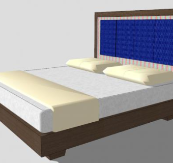 实木尼鲁双人床SU模型下载_sketchup草图大师SKP模型