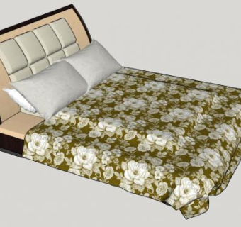 现代国王软床双人床SU模型下载_sketchup草图大师SKP模型