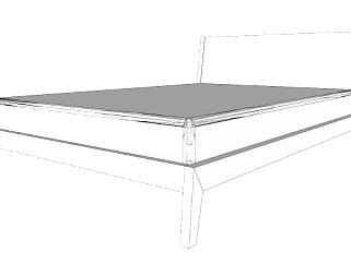 现代白色板式床SU模型下载_sketchup草图大师SKP模型