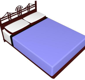 实木双人床卧室家具床SU模型下载_sketchup草图大师SKP模型