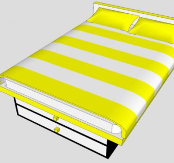 双层黄色双人床SU模型下载_sketchup草图大师SKP模型