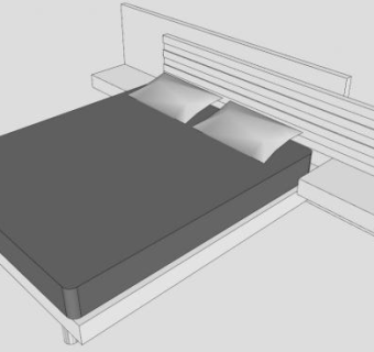 现代白色波莱蒂平板床SU模型下载_sketchup草图大师SKP模型