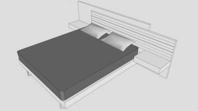 现代白色波莱蒂平板床SU模型下载_sketchup草图大师SKP模型