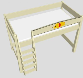 双层床维尼熊儿童床单人SU模型下载_sketchup草图大师SKP模型