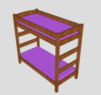 美式女孩娃娃双层床SU模型下载_sketchup草图大师SKP模型