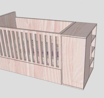 婴儿床褥便器儿童床SU模型下载_sketchup草图大师SKP模型