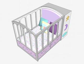 <em>婴儿床</em>儿童床SU模型下载_sketchup草图大师SKP模型