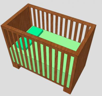 简易排骨架床儿童床SU模型下载_sketchup草图大师SKP模型