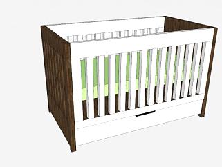 美式婴儿床SU模型下载_sketchup草图大师SKP模型