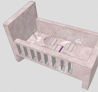 粉色女生婴儿床SU模型下载_sketchup草图大师SKP模型
