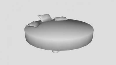 白色布艺软床圆床SU模型下载_sketchup草图大师SKP模型