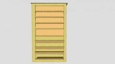 长方形黄色鞋柜SU模型下载_sketchup草图大师SKP模型