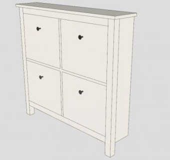 4个隔间白色鞋柜SU模型下载_sketchup草图大师SKP模型
