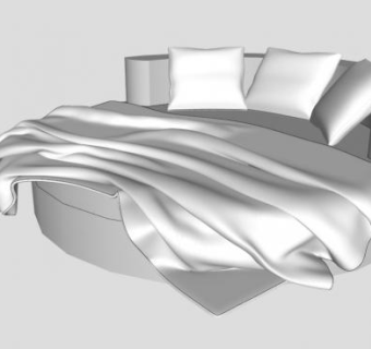 布艺圆床软床SU模型下载_sketchup草图大师SKP模型