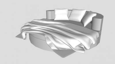 布艺圆床软床SU模型下载_sketchup草图大师SKP模型