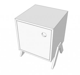 现代白色床头柜SU模型下载_sketchup草图大师SKP模型