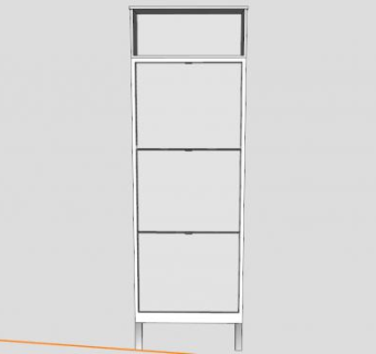 宜家简约白色鞋柜SU模型下载_sketchup草图大师SKP模型