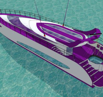 紫色的豪华游艇的SU模型_su模型下载 草图大师模型_SKP模型