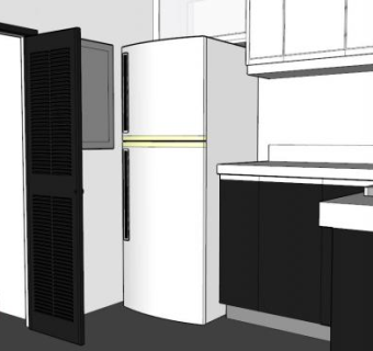 厨房里的鞋柜SU模型下载_sketchup草图大师SKP模型