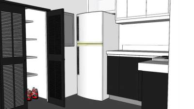 厨房里的鞋柜SU模型下载_sketchup草图大师SKP模型