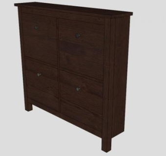 黑褐色抽屉式鞋柜SU模型下载_sketchup草图大师SKP模型