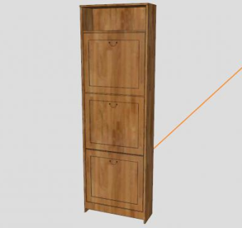 宜家木质鞋柜SU模型下载_sketchup草图大师SKP模型