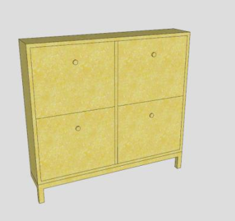 宜家黄色抽屉鞋柜SU模型下载_sketchup草图大师SKP模型