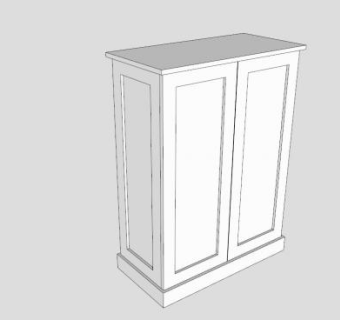 白色橡木鞋柜SU模型下载_sketchup草图大师SKP模型