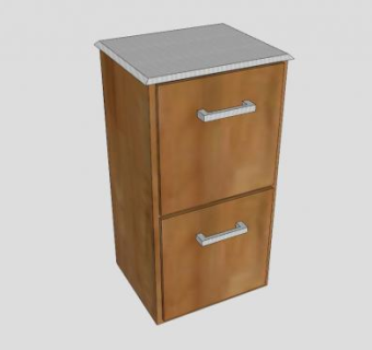 实木金属床头柜SU模型下载_sketchup草图大师SKP模型