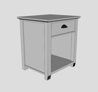 现代白色半开式床头柜SU模型下载_sketchup草图大师SKP模型