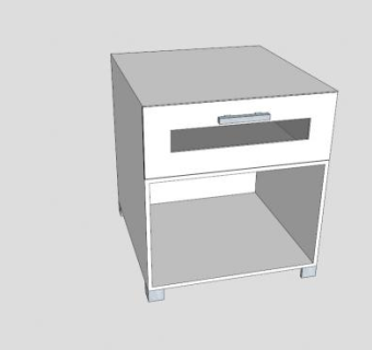 现代半开式床头柜SU模型下载_sketchup草图大师SKP模型