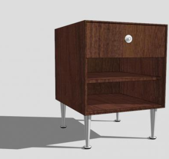 实木有脚抽屉床头柜SU模型下载_sketchup草图大师SKP模型