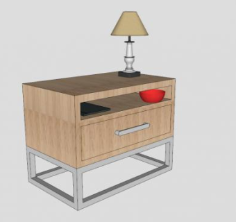 现代半开放式床头柜SU模型下载_sketchup草图大师SKP模型