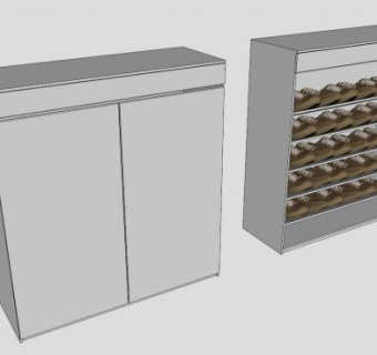 白色现代翻斗鞋柜SU模型下载_sketchup草图大师SKP模型