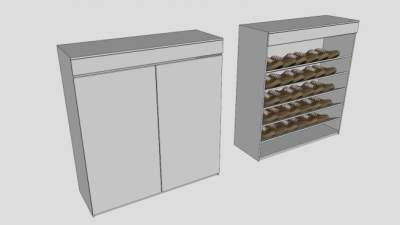 白色现代翻斗鞋柜SU模型下载_sketchup草图大师SKP模型