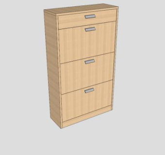 木质现代鞋柜SU模型下载_sketchup草图大师SKP模型