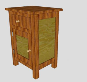 实木收纳床头柜SU模型下载_sketchup草图大师SKP模型