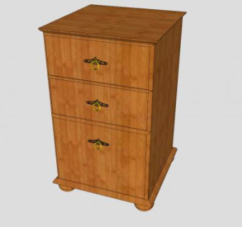 加长型抽屉式收纳床头柜SU模型下载_sketchup草图大师SKP模型