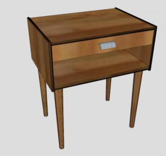 有脚抽屉床头柜SU模型下载_sketchup草图大师SKP模型