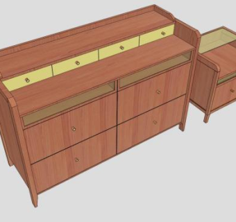 五斗橱套装床头柜SU模型下载_sketchup草图大师SKP模型