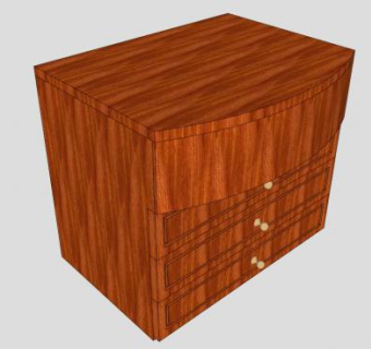 实木弯曲床头柜SU模型下载_sketchup草图大师SKP模型