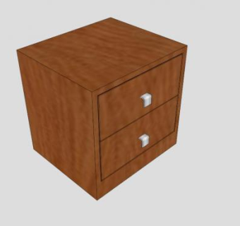 实木双层抽屉床头柜SU模型下载_sketchup草图大师SKP模型